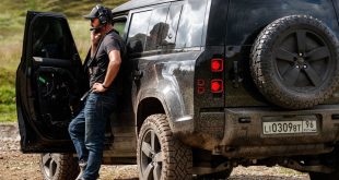 Behind the scenes of Stunt Coordinator Lee Morrison with the New Land Rover Defender featured in No Time To Die