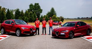 Ferrari F1 drivers and the Alfa Romeo Quadrifoglio